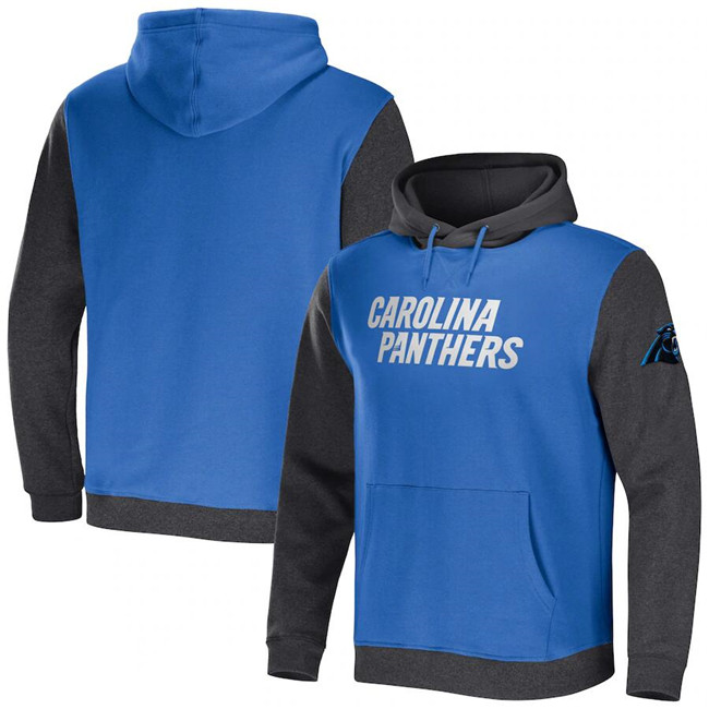 Men's Carolina Panthers x Darius Rucker Collection Blue/Charcoal Colorblock Pullover Hoodie